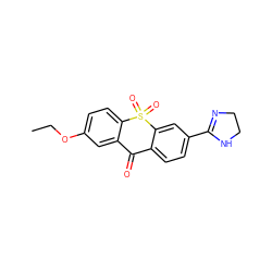 CCOc1ccc2c(c1)C(=O)c1ccc(C3=NCCN3)cc1S2(=O)=O ZINC000013755810