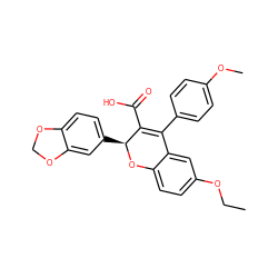 CCOc1ccc2c(c1)C(c1ccc(OC)cc1)=C(C(=O)O)[C@H](c1ccc3c(c1)OCO3)O2 ZINC000013473377