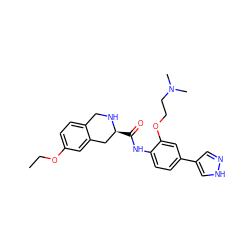 CCOc1ccc2c(c1)C[C@H](C(=O)Nc1ccc(-c3cn[nH]c3)cc1OCCN(C)C)NC2 ZINC000058574850