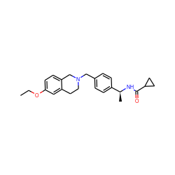 CCOc1ccc2c(c1)CCN(Cc1ccc([C@H](C)NC(=O)C3CC3)cc1)C2 ZINC001772650141