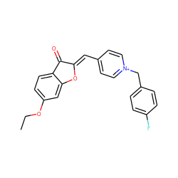 CCOc1ccc2c(c1)O/C(=C\c1cc[n+](Cc3ccc(F)cc3)cc1)C2=O ZINC000058581994