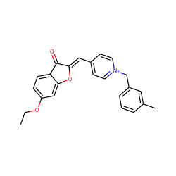 CCOc1ccc2c(c1)O/C(=C\c1cc[n+](Cc3cccc(C)c3)cc1)C2=O ZINC000058582562