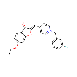 CCOc1ccc2c(c1)O/C(=C\c1cc[n+](Cc3cccc(F)c3)cc1)C2=O ZINC000058468557