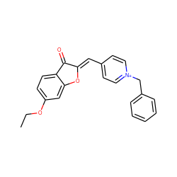 CCOc1ccc2c(c1)O/C(=C\c1cc[n+](Cc3ccccc3)cc1)C2=O ZINC000058580933