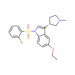 CCOc1ccc2c(c1)c([C@@H]1CCN(C)C1)cn2S(=O)(=O)c1ccccc1Br ZINC000072175610