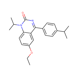 CCOc1ccc2c(c1)c(-c1ccc(C(C)C)cc1)nc(=O)n2C(C)C ZINC000045387840