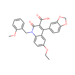 CCOc1ccc2c(c1)c(-c1ccc3c(c1)OCO3)c(C(=O)O)c(=O)n2Cc1ccccc1OC ZINC000000841061