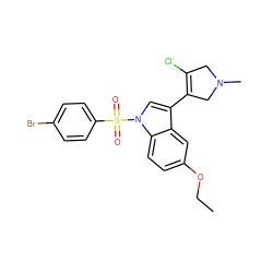 CCOc1ccc2c(c1)c(C1=C(Cl)CN(C)C1)cn2S(=O)(=O)c1ccc(Br)cc1 ZINC000072177831