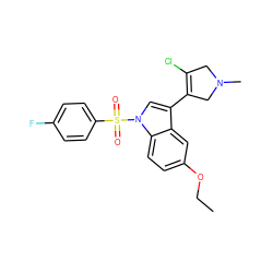 CCOc1ccc2c(c1)c(C1=C(Cl)CN(C)C1)cn2S(=O)(=O)c1ccc(F)cc1 ZINC000072177832