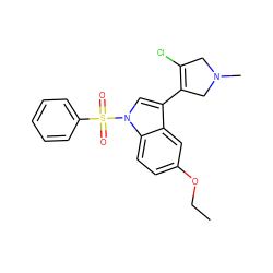 CCOc1ccc2c(c1)c(C1=C(Cl)CN(C)C1)cn2S(=O)(=O)c1ccccc1 ZINC000072176721