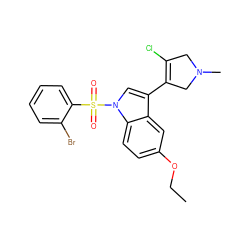 CCOc1ccc2c(c1)c(C1=C(Cl)CN(C)C1)cn2S(=O)(=O)c1ccccc1Br ZINC000072176722