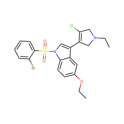 CCOc1ccc2c(c1)c(C1=C(Cl)CN(CC)C1)cn2S(=O)(=O)c1ccccc1Br ZINC000072177833