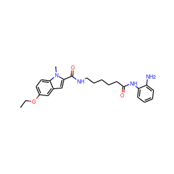 CCOc1ccc2c(c1)cc(C(=O)NCCCCCC(=O)Nc1ccccc1N)n2C ZINC000117582194