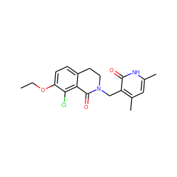 CCOc1ccc2c(c1Cl)C(=O)N(Cc1c(C)cc(C)[nH]c1=O)CC2 ZINC000220963961