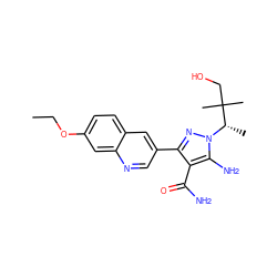 CCOc1ccc2cc(-c3nn([C@@H](C)C(C)(C)CO)c(N)c3C(N)=O)cnc2c1 ZINC000221798800