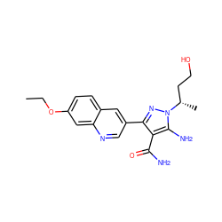 CCOc1ccc2cc(-c3nn([C@@H](C)CCO)c(N)c3C(N)=O)cnc2c1 ZINC000221712132