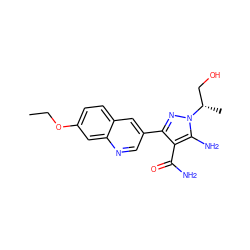 CCOc1ccc2cc(-c3nn([C@@H](C)CO)c(N)c3C(N)=O)cnc2c1 ZINC000653711589