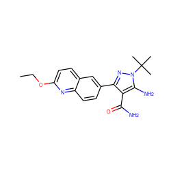 CCOc1ccc2cc(-c3nn(C(C)(C)C)c(N)c3C(N)=O)ccc2n1 ZINC000221714703