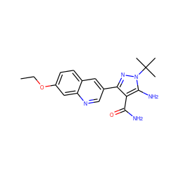 CCOc1ccc2cc(-c3nn(C(C)(C)C)c(N)c3C(N)=O)cnc2c1 ZINC000098209514