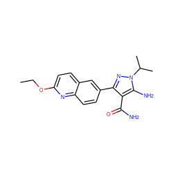 CCOc1ccc2cc(-c3nn(C(C)C)c(N)c3C(N)=O)ccc2n1 ZINC000221799190