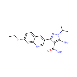 CCOc1ccc2cc(-c3nn(C(C)C)c(N)c3C(N)=O)cnc2c1 ZINC000221719350