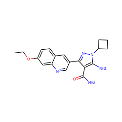 CCOc1ccc2cc(-c3nn(C4CCC4)c(N)c3C(N)=O)cnc2c1 ZINC000653706676