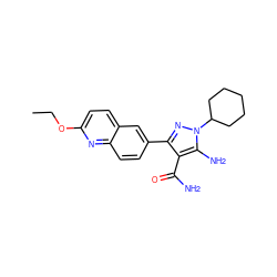 CCOc1ccc2cc(-c3nn(C4CCCCC4)c(N)c3C(N)=O)ccc2n1 ZINC000221714859