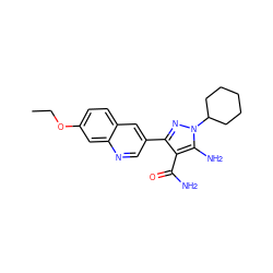 CCOc1ccc2cc(-c3nn(C4CCCCC4)c(N)c3C(N)=O)cnc2c1 ZINC000221711748