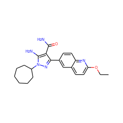 CCOc1ccc2cc(-c3nn(C4CCCCCC4)c(N)c3C(N)=O)ccc2n1 ZINC000221714906