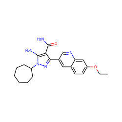 CCOc1ccc2cc(-c3nn(C4CCCCCC4)c(N)c3C(N)=O)cnc2c1 ZINC000221711867