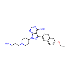 CCOc1ccc2cc(-c3nn(C4CCN(CCCN)CC4)c4ncnc(N)c34)ccc2c1 ZINC000084687738