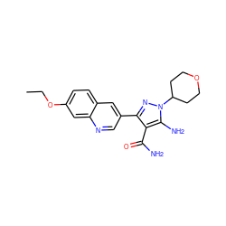 CCOc1ccc2cc(-c3nn(C4CCOCC4)c(N)c3C(N)=O)cnc2c1 ZINC000221711822