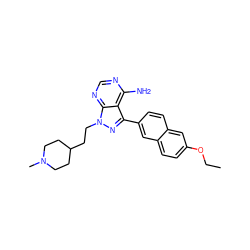 CCOc1ccc2cc(-c3nn(CCC4CCN(C)CC4)c4ncnc(N)c34)ccc2c1 ZINC000084672320