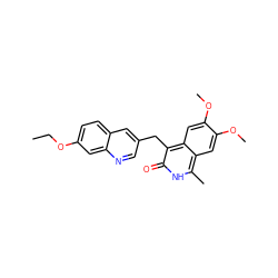 CCOc1ccc2cc(Cc3c(=O)[nH]c(C)c4cc(OC)c(OC)cc34)cnc2c1 ZINC000169703370