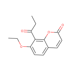 CCOc1ccc2ccc(=O)oc2c1C(=O)CC ZINC000064573465