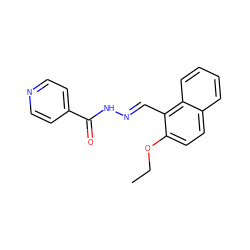 CCOc1ccc2ccccc2c1/C=N/NC(=O)c1ccncc1 ZINC000000100290