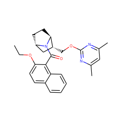 CCOc1ccc2ccccc2c1C(=O)N1[C@H]2CC[C@H]1[C@H](COc1nc(C)cc(C)n1)C2 ZINC000226045857