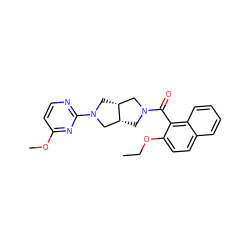 CCOc1ccc2ccccc2c1C(=O)N1C[C@@H]2CN(c3nccc(OC)n3)C[C@@H]2C1 ZINC000116822385