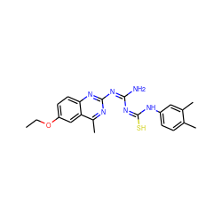 CCOc1ccc2nc(/N=C(N)\N=C(\S)Nc3ccc(C)c(C)c3)nc(C)c2c1 ZINC000017194917