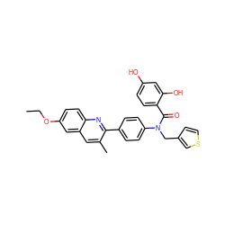 CCOc1ccc2nc(-c3ccc(N(Cc4ccsc4)C(=O)c4ccc(O)cc4O)cc3)c(C)cc2c1 ZINC000653768967