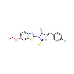 CCOc1ccc2nc(N3C(=O)/C(=C/c4ccc(Cl)cc4)N=C3S)sc2c1 ZINC000008691468