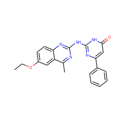 CCOc1ccc2nc(Nc3nc(-c4ccccc4)cc(=O)[nH]3)nc(C)c2c1 ZINC000013756543