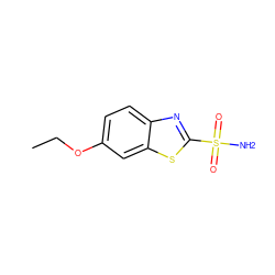 CCOc1ccc2nc(S(N)(=O)=O)sc2c1 ZINC000000056721