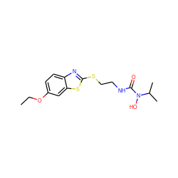 CCOc1ccc2nc(SCCNC(=O)N(O)C(C)C)sc2c1 ZINC000013650915