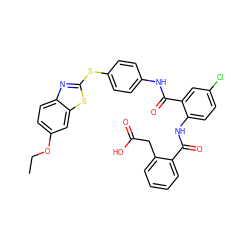 CCOc1ccc2nc(Sc3ccc(NC(=O)c4cc(Cl)ccc4NC(=O)c4ccccc4CC(=O)O)cc3)sc2c1 ZINC000026570592