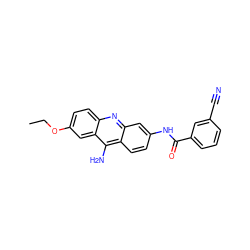 CCOc1ccc2nc3cc(NC(=O)c4cccc(C#N)c4)ccc3c(N)c2c1 ZINC001772628449