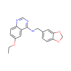 CCOc1ccc2ncnc(NCc3ccc4c(c3)OCO4)c2c1 ZINC000013737666