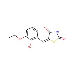 CCOc1cccc(/C=C2/SC(=O)NC2=O)c1O ZINC000000975865