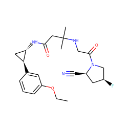 CCOc1cccc([C@H]2C[C@@H]2NC(=O)CC(C)(C)NCC(=O)N2C[C@@H](F)C[C@H]2C#N)c1 ZINC000040392395