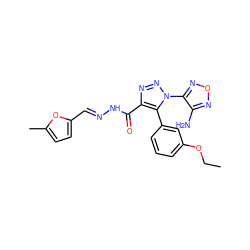 CCOc1cccc(-c2c(C(=O)N/N=C/c3ccc(C)o3)nnn2-c2nonc2N)c1 ZINC000009500382